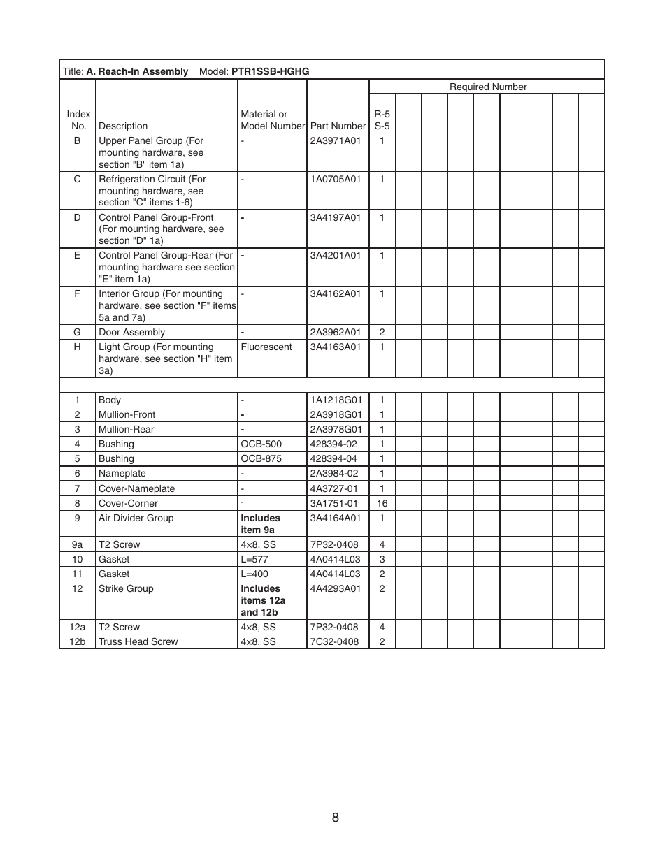 Hoshizaki PTR1SSB-FGFG User Manual | Page 8 / 47