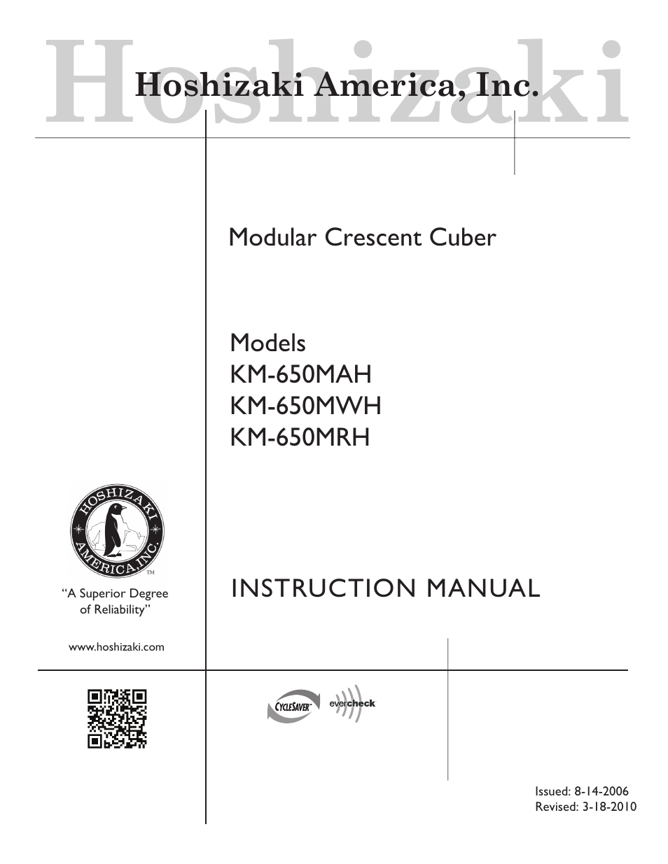 Hoshizaki KM-650MAH User Manual | 32 pages