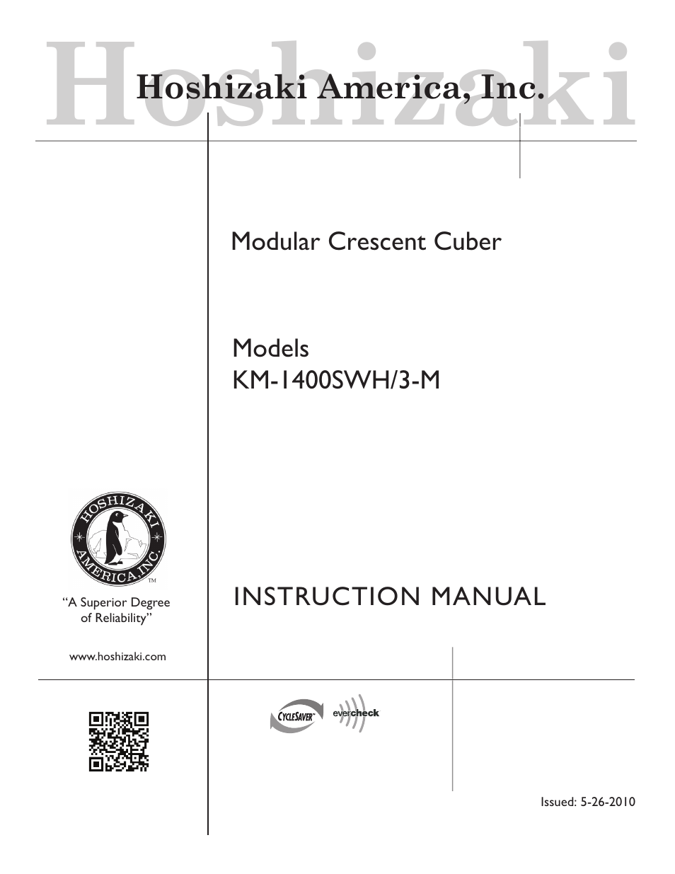 Hoshizaki KM-1400SWH/3-M User Manual | 24 pages