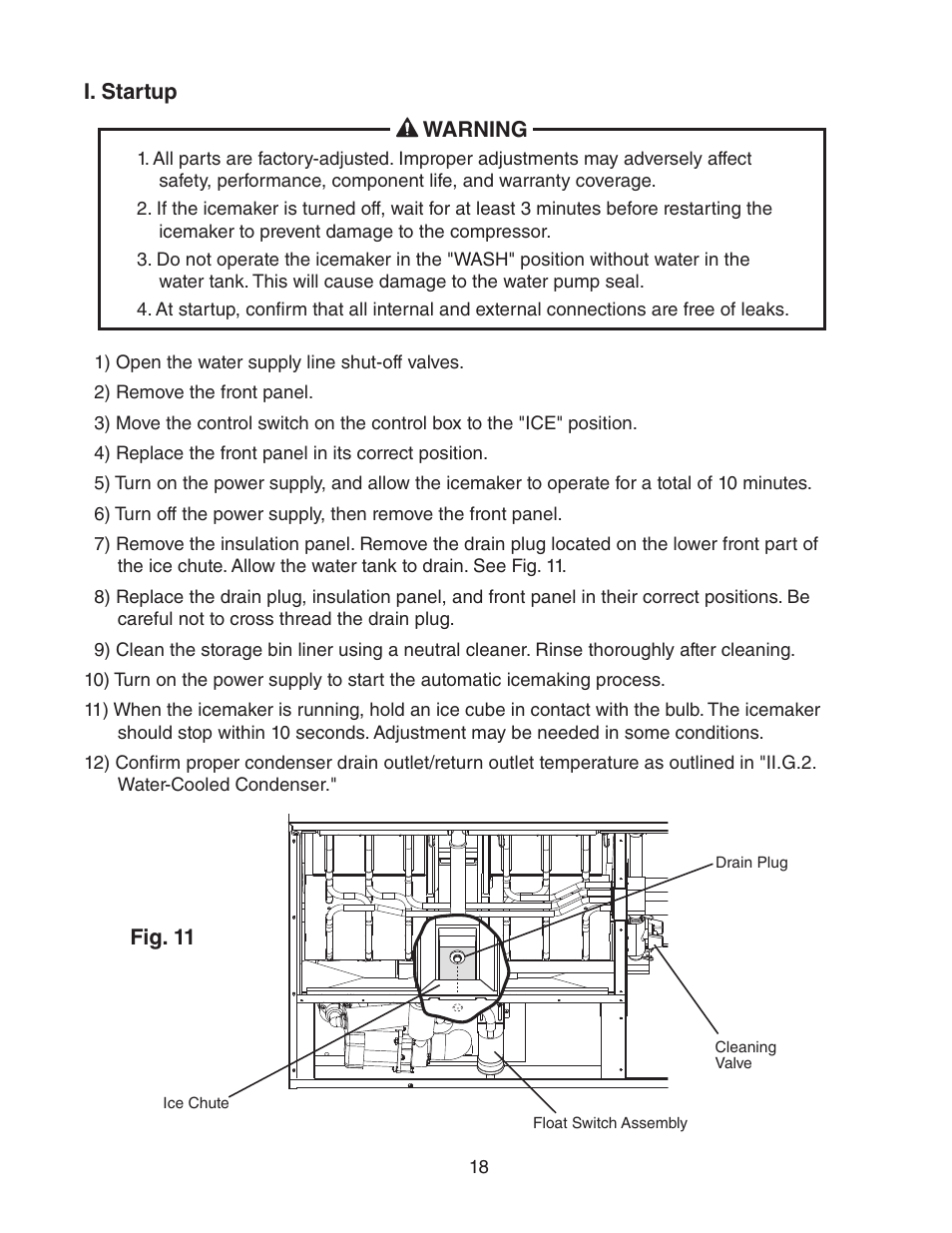 I. startup | Hoshizaki KM-1400SWH/3-M User Manual | Page 18 / 24