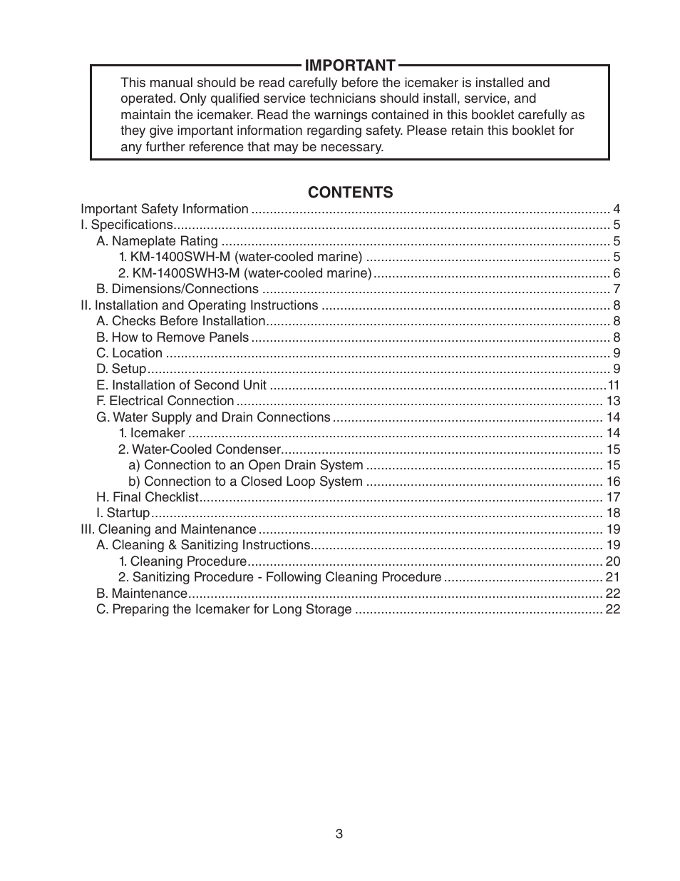 Hoshizaki KM-1400SWH/3-M User Manual | Page 3 / 24