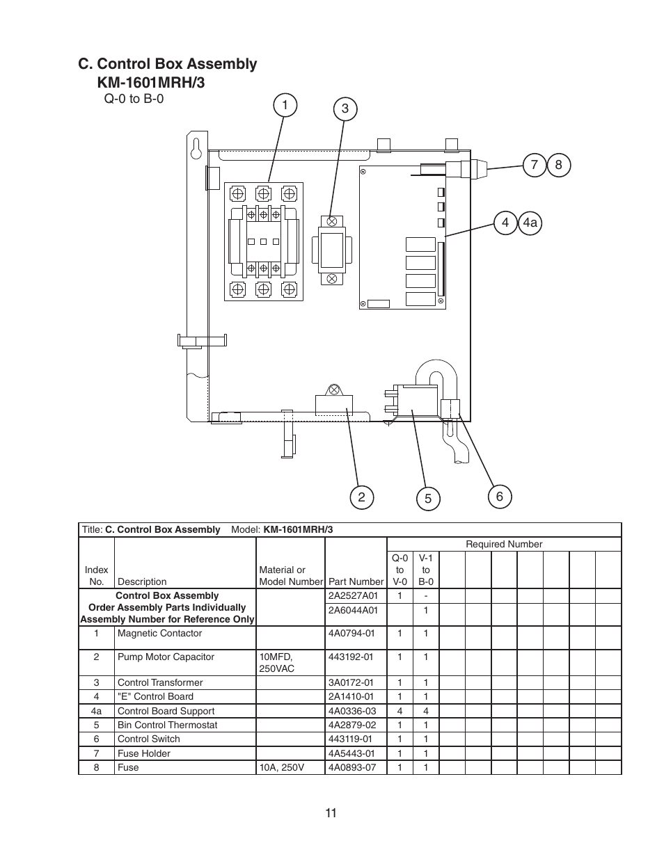 C. control box assembly | Hoshizaki KM-1601MRH User Manual | Page 11 / 12
