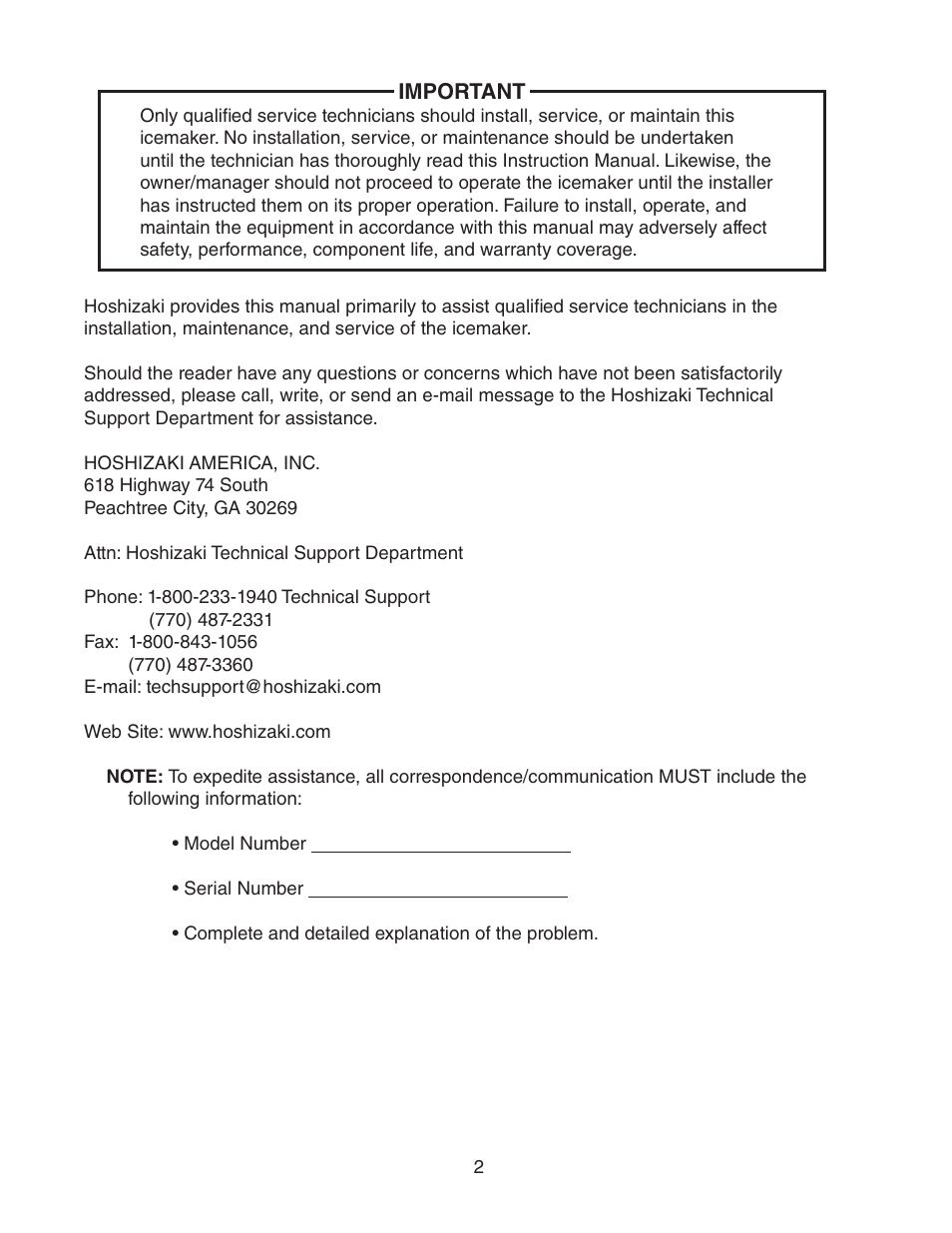 Hoshizaki KMD-450MAH User Manual | Page 2 / 25