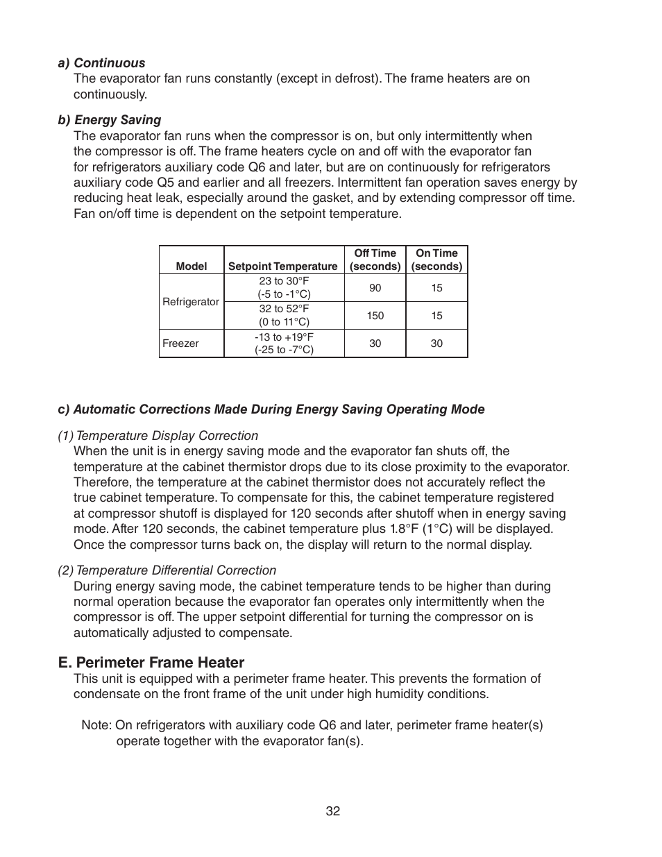 A) continuous, B) energy saving, E. perimeter frame heater | Hoshizaki HUR40A(-D) User Manual | Page 32 / 64