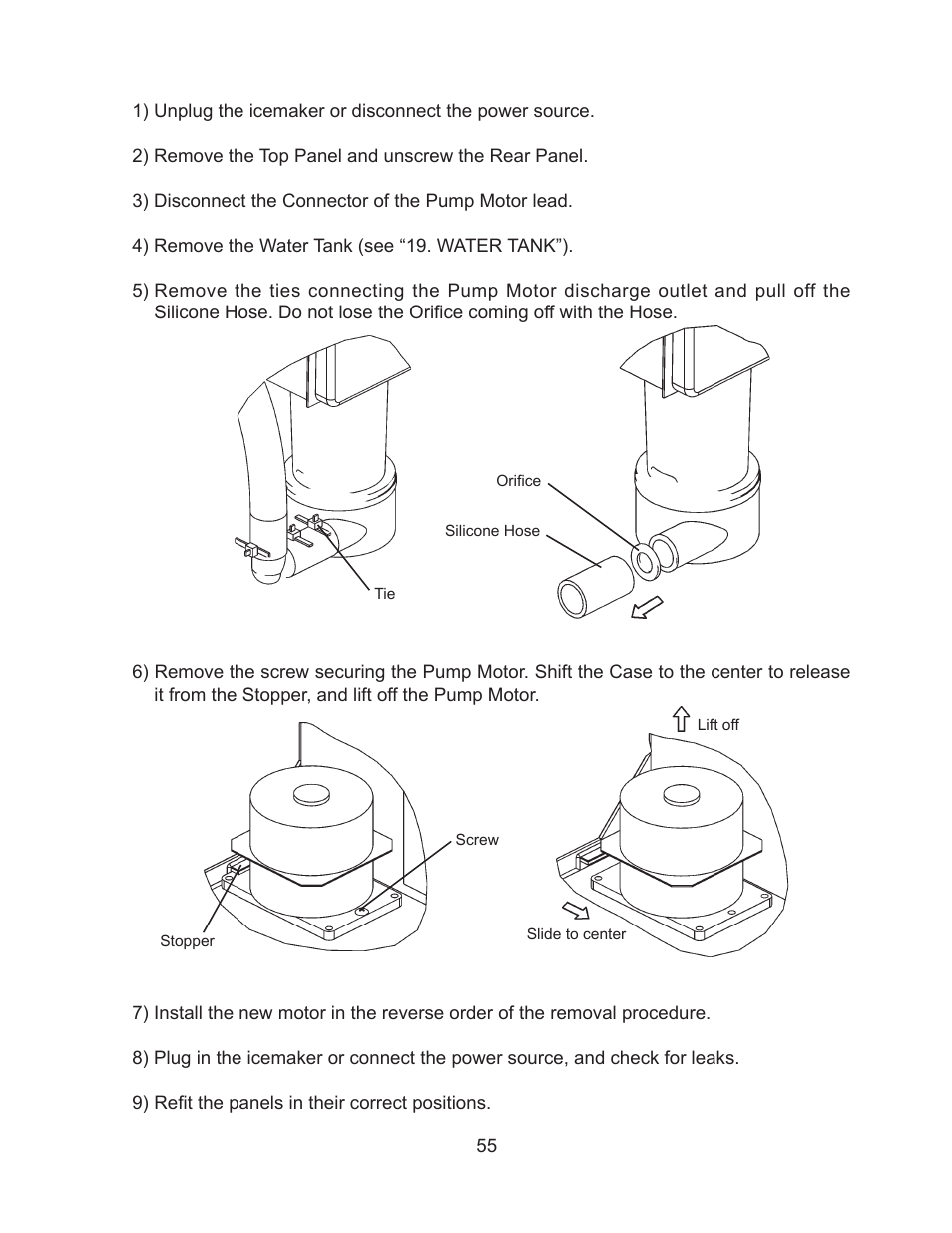 Pump motor, Fig. 10, Fig. 11 | Hoshizaki KM-61BAH User Manual | Page 60 / 84
