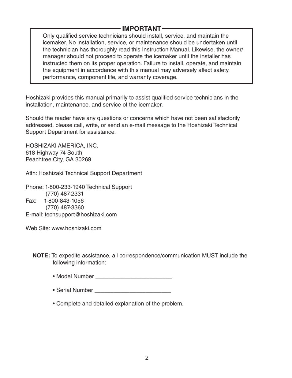 Hoshizaki KM-1900SAH/3 User Manual | Page 2 / 38