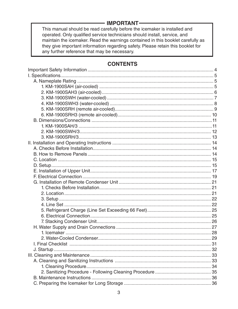 Hoshizaki KM-1900SAH/3 User Manual | Page 3 / 38