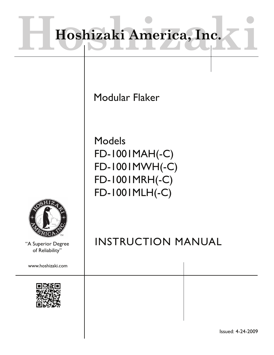 Hoshizaki FD-1001MRH(-C) User Manual | 44 pages