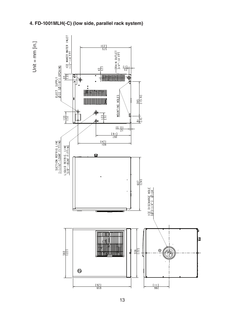 Fd-1001mlh(-c) (low side, parallel rack system) | Hoshizaki FD-1001MRH(-C) User Manual | Page 13 / 44