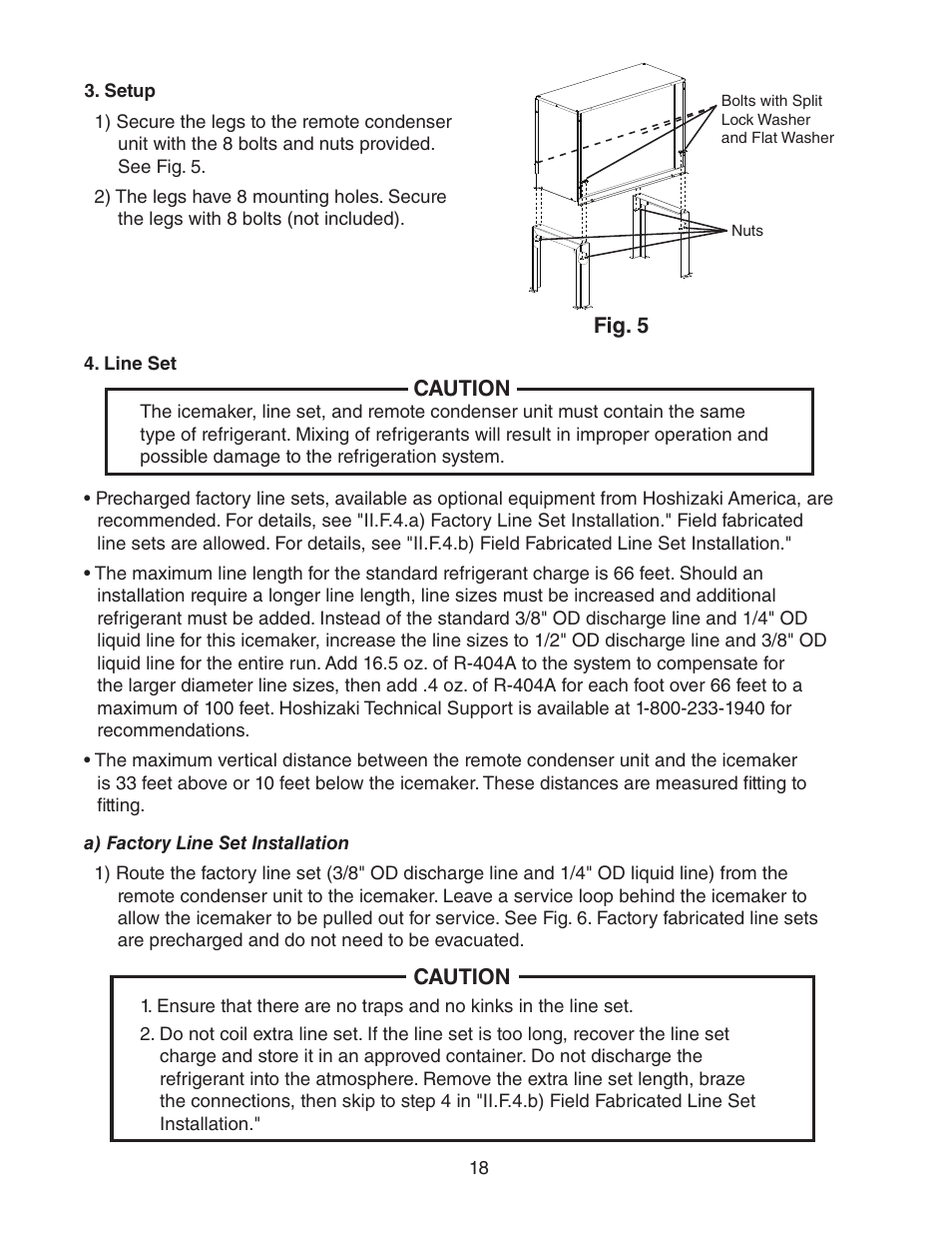 Setup, Line set, Setup 4. line set | Hoshizaki FD-1001MRH(-C) User Manual | Page 18 / 44