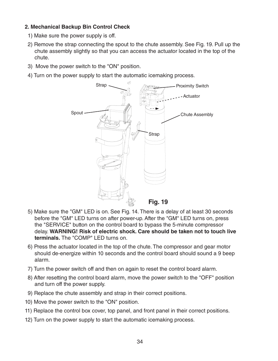 Mechanical backup bin control check, Fig. 19 | Hoshizaki FD-1001MRH(-C) User Manual | Page 34 / 44