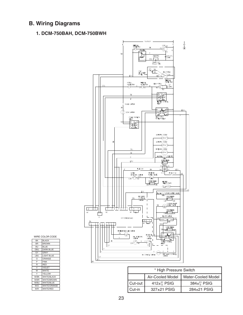 B. wiring diagrams, Dcm-750bah, dcm-750bwh, Psig 384 | Hoshizaki CUBELET ICEMAKER/DISPENSER DCM-750BAH-OS User Manual | Page 23 / 69