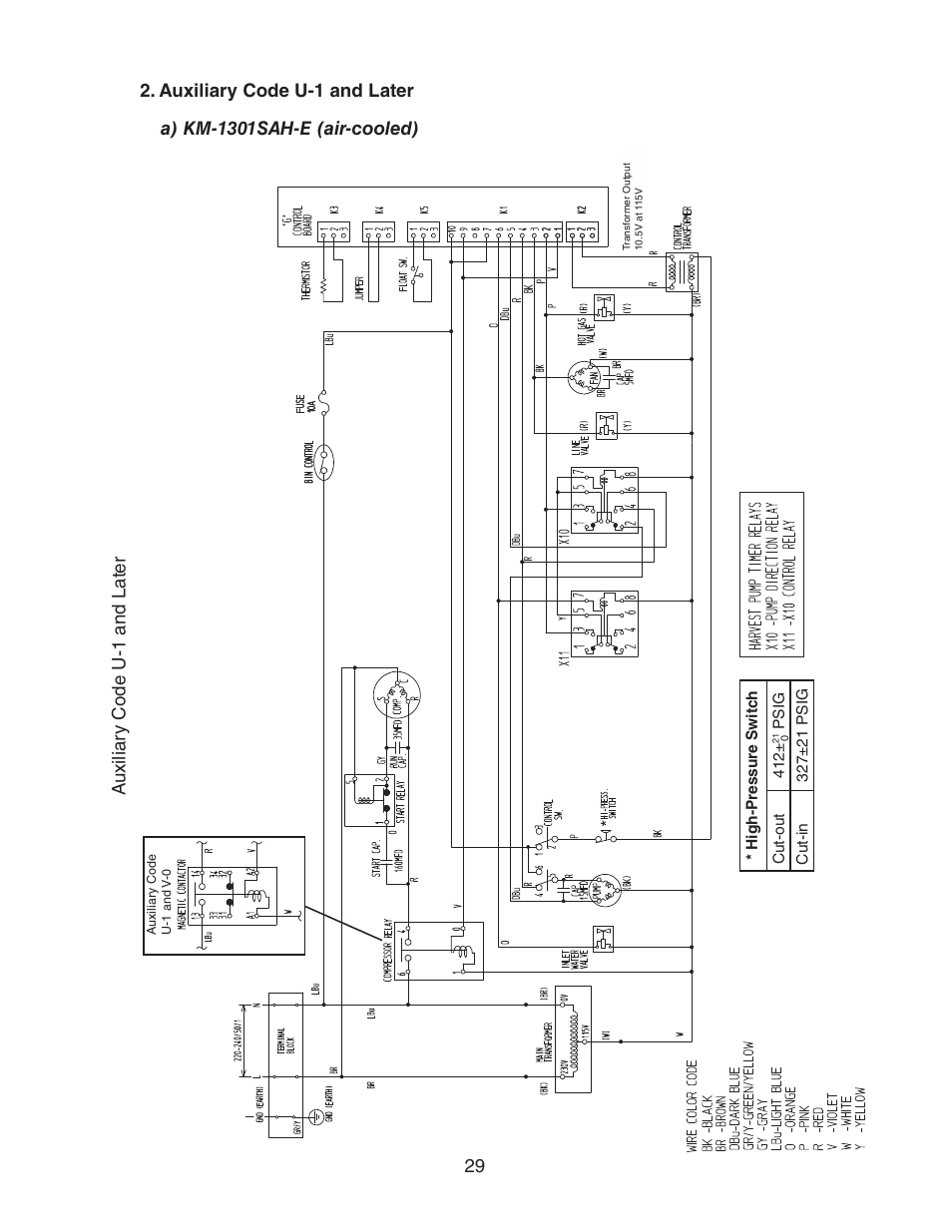 Auxiliary code u-1 and later, A) km-1301sah-e (air-cooled) | Hoshizaki STACKABLE CRESCENT CUBER KM-1301SAH-E User Manual | Page 29 / 59