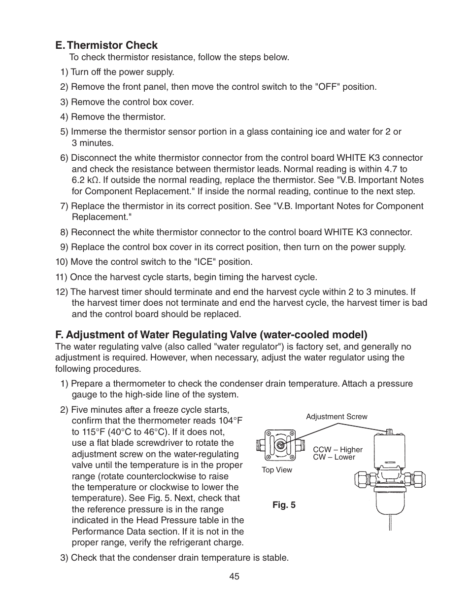 E. thermistor check | Hoshizaki STACKABLE CRESCENT CUBER KM-1301SAH-E User Manual | Page 45 / 59