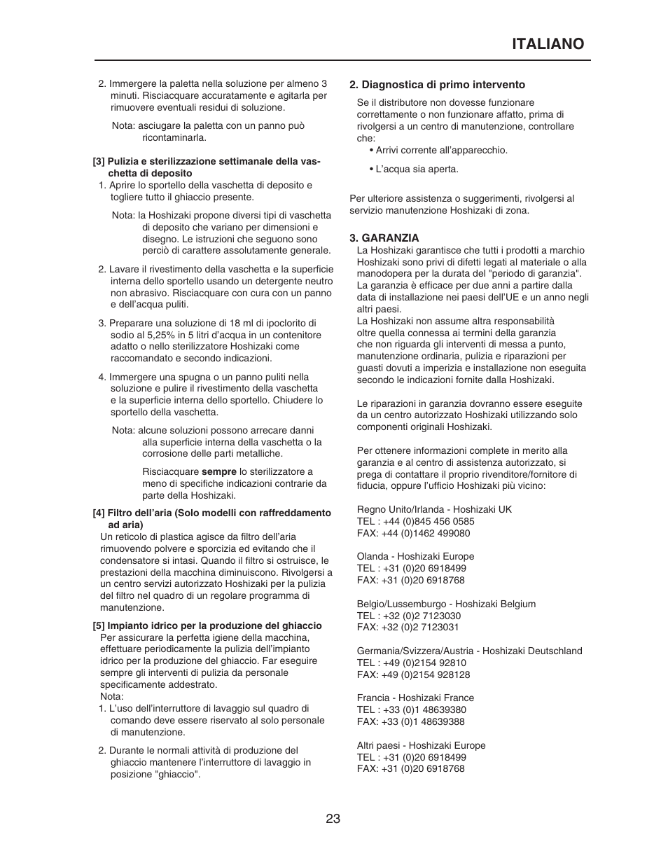 Italiano | Hoshizaki KM-515MAH-E User Manual | Page 23 / 30