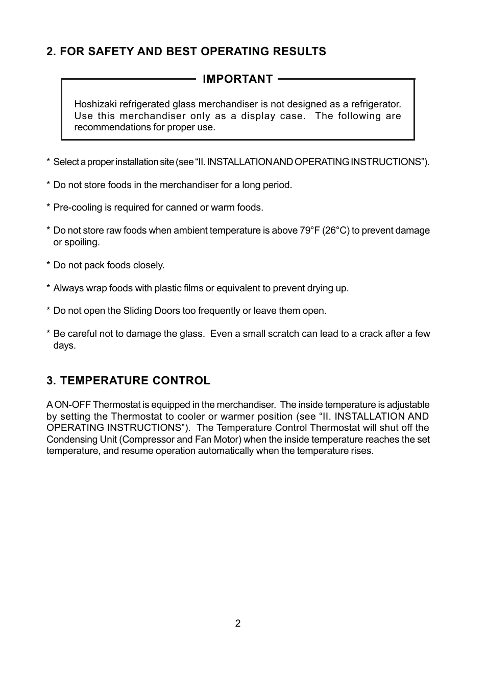 Hoshizaki REFRIGERATED GLASS MERCHANDISER KD-90D User Manual | Page 4 / 12