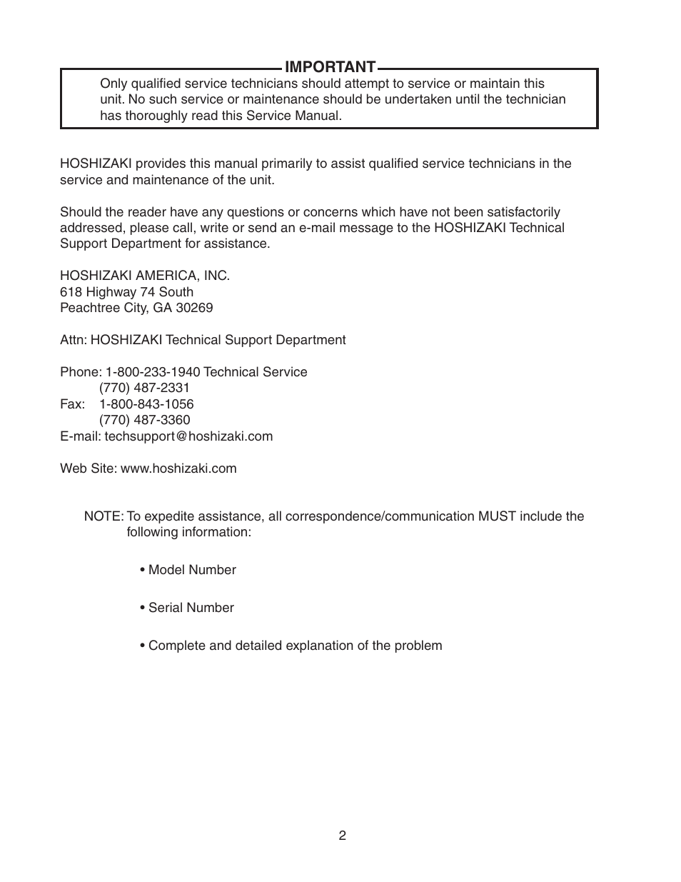 Hoshizaki MODULAR CRESCENT CUBER KM-650MWH User Manual | Page 2 / 54