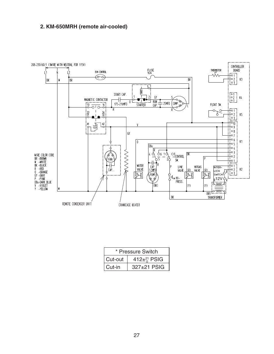 Km-650mrh (remote air-cooled) | Hoshizaki MODULAR CRESCENT CUBER KM-650MWH User Manual | Page 27 / 54