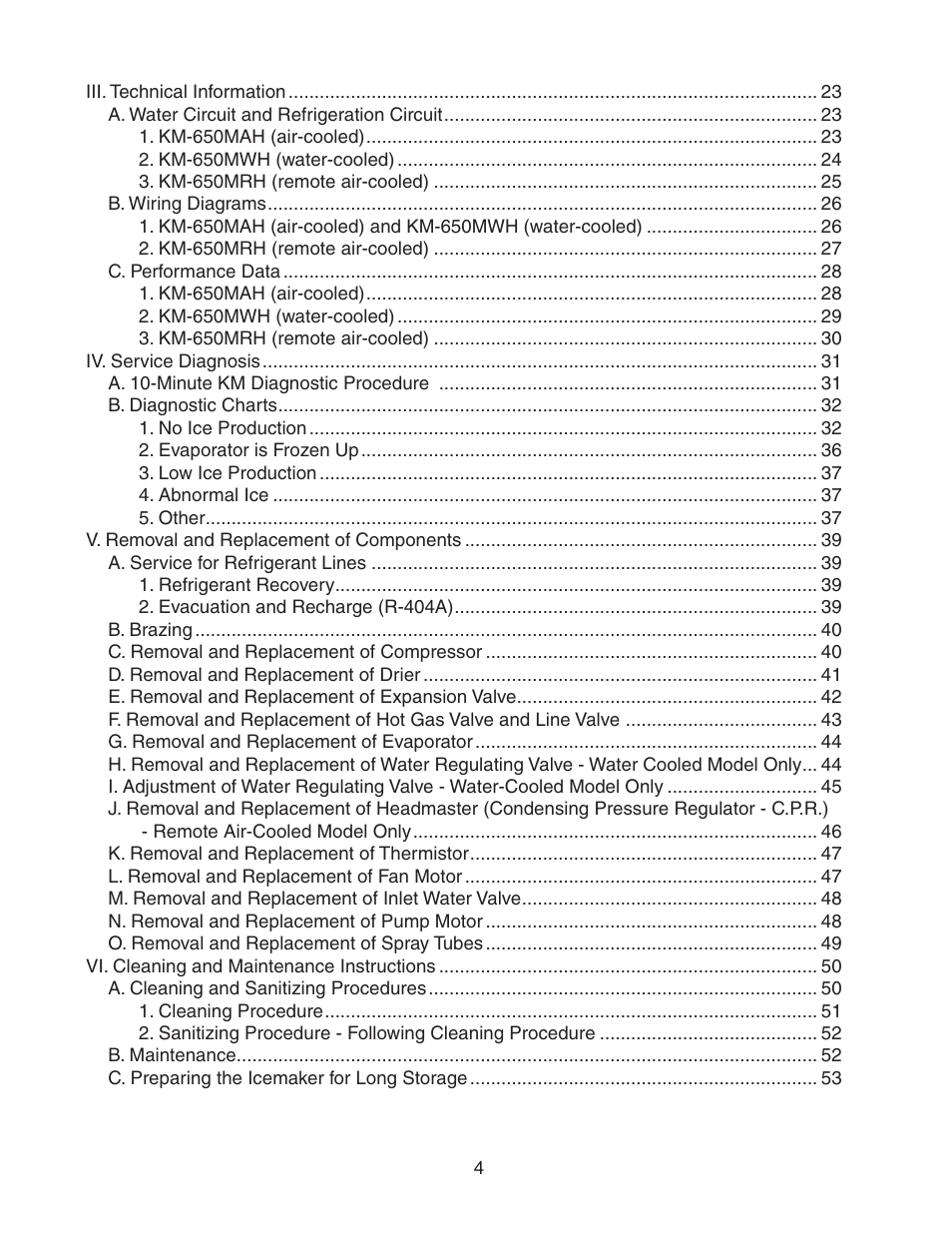 Hoshizaki MODULAR CRESCENT CUBER KM-650MWH User Manual | Page 4 / 54