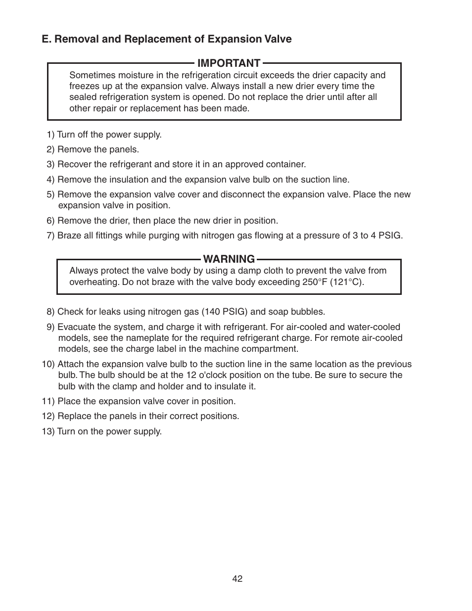 E. removal and replacement of expansion valve | Hoshizaki MODULAR CRESCENT CUBER KM-650MWH User Manual | Page 42 / 54
