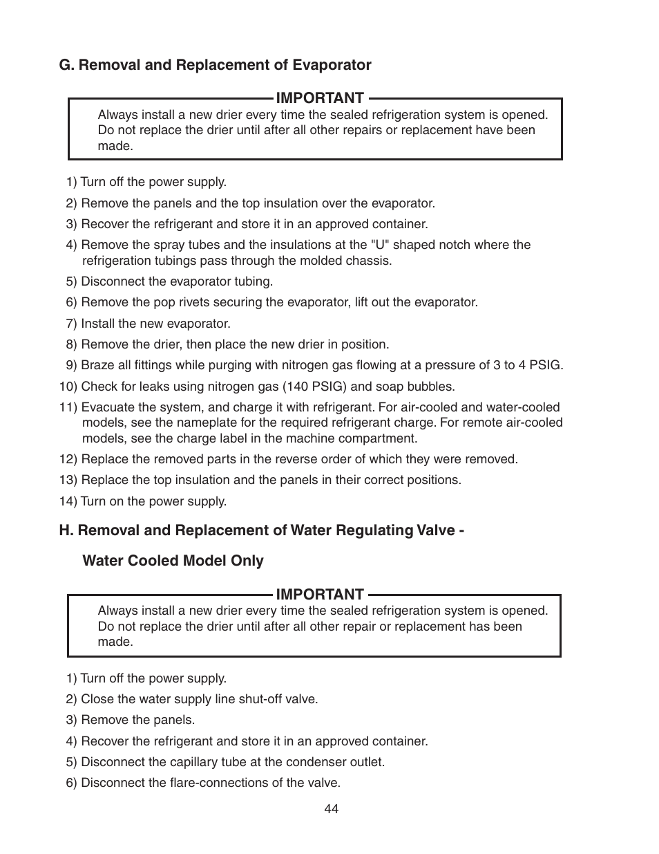 G. removal and replacement of evaporator | Hoshizaki MODULAR CRESCENT CUBER KM-650MWH User Manual | Page 44 / 54