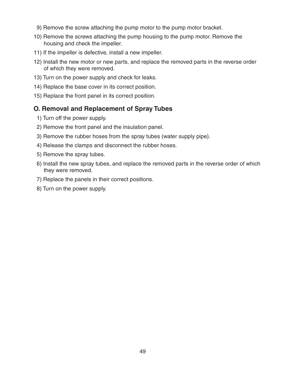 O. removal and replacement of spray tubes | Hoshizaki MODULAR CRESCENT CUBER KM-650MWH User Manual | Page 49 / 54