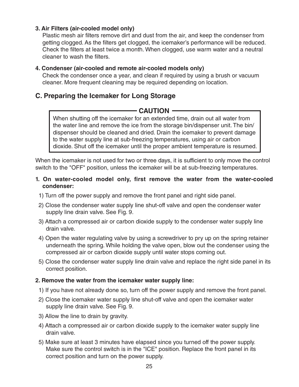 C. preparing the icemaker for long storage | Hoshizaki KMD-901MRH User Manual | Page 25 / 27