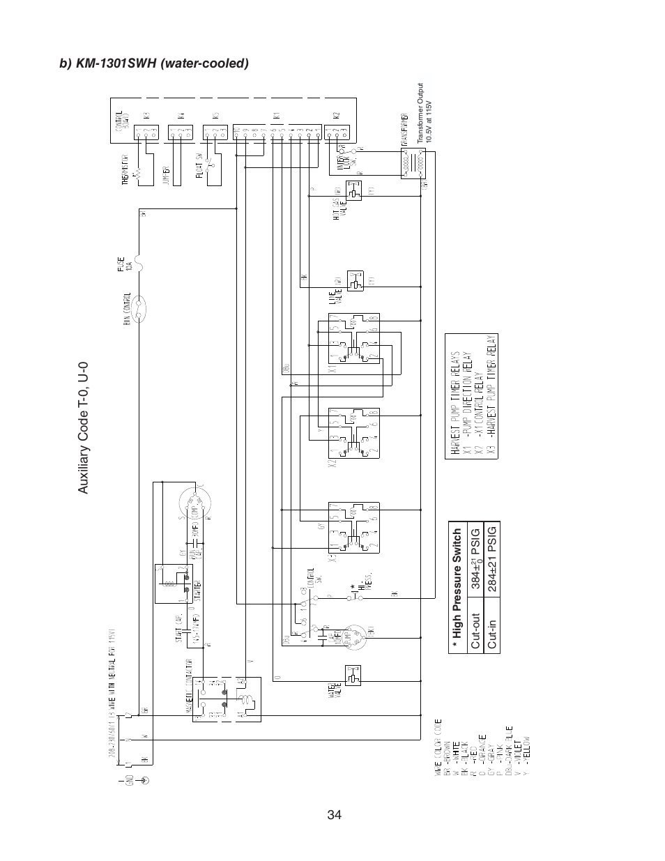 B) km-1301swh (water-cooled) | Hoshizaki KM-1301SAH/3 User Manual | Page 34 / 84
