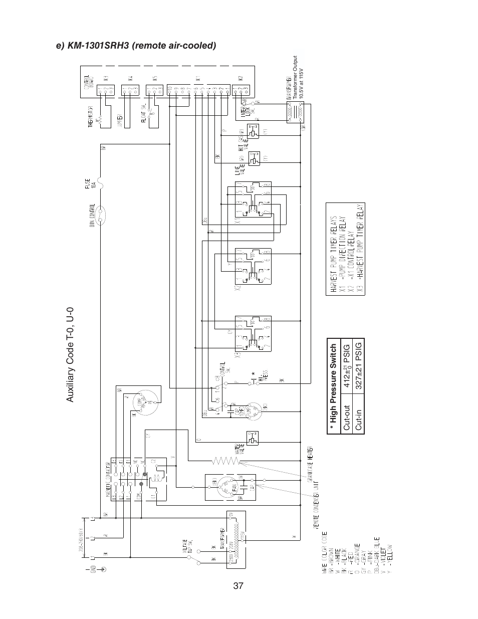 E) km-1301srh3 (remote air-cooled) | Hoshizaki KM-1301SAH/3 User Manual | Page 37 / 84