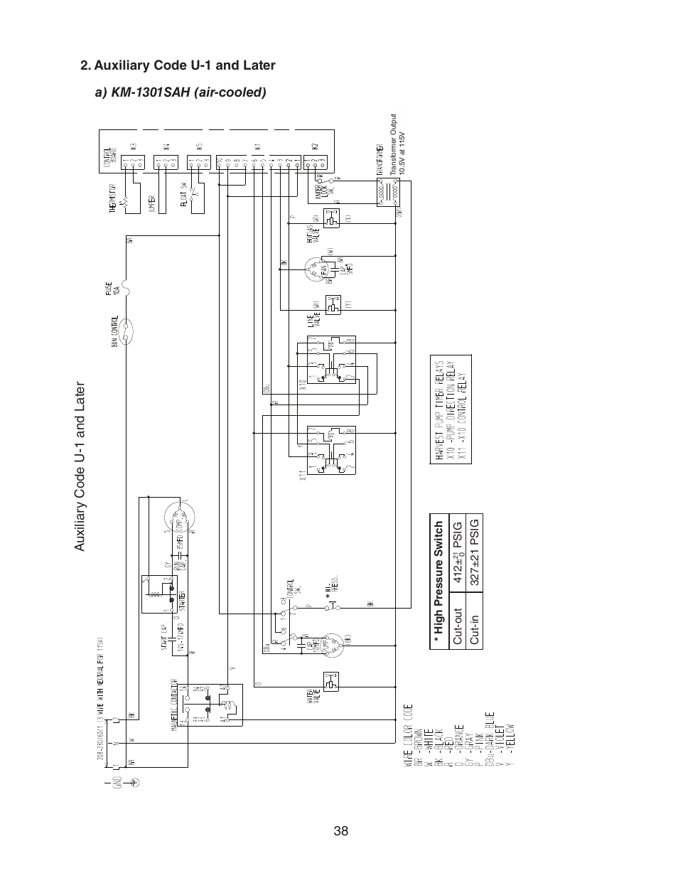 Auxiliary code u-1 and later, A) km-1301sah (air-cooled) | Hoshizaki KM-1301SAH/3 User Manual | Page 38 / 84