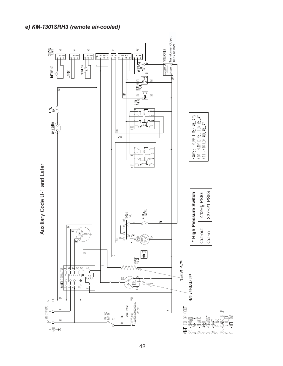 E) km-1301srh3 (remote air-cooled) | Hoshizaki KM-1301SAH/3 User Manual | Page 42 / 84