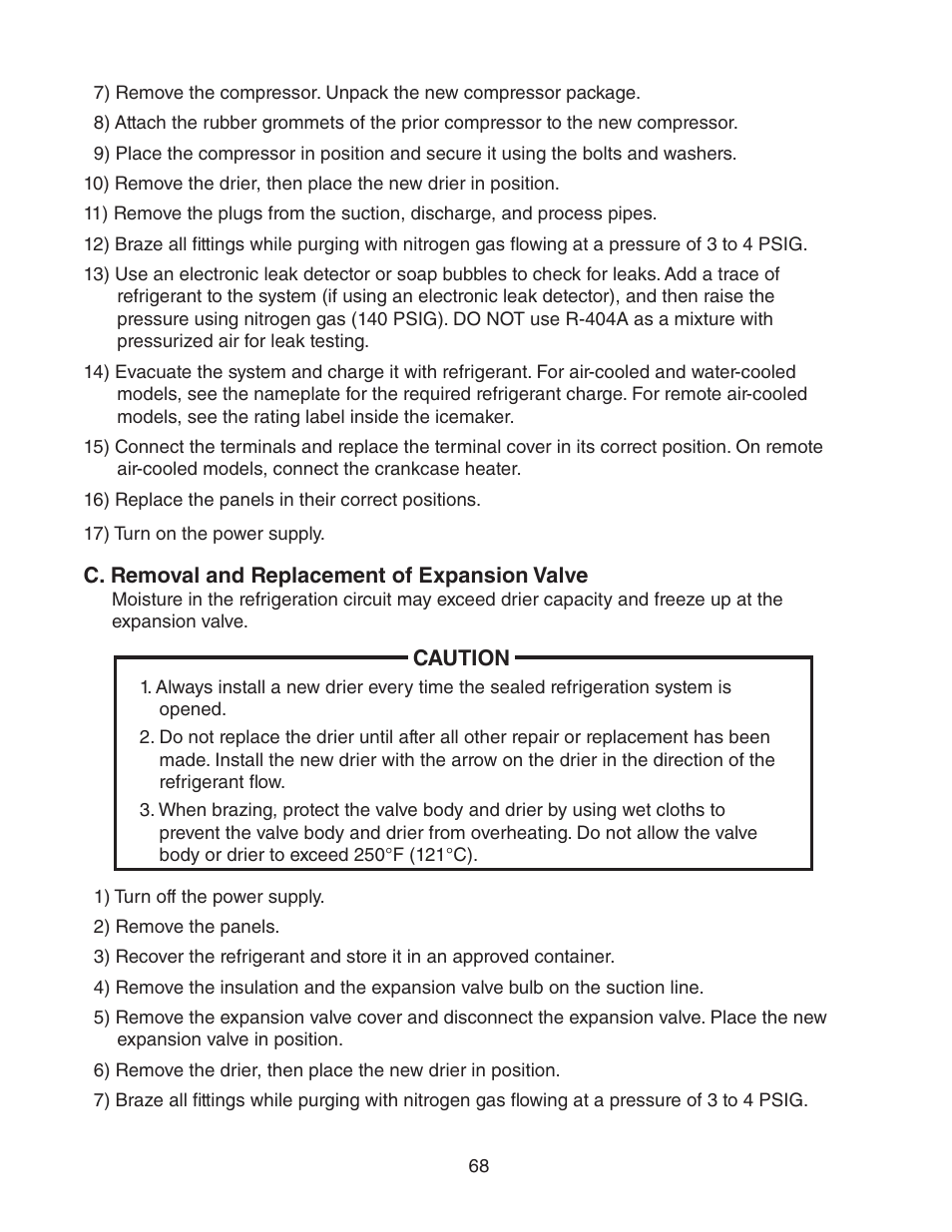 C. removal and replacement of expansion valve | Hoshizaki KM-1301SAH/3 User Manual | Page 68 / 84
