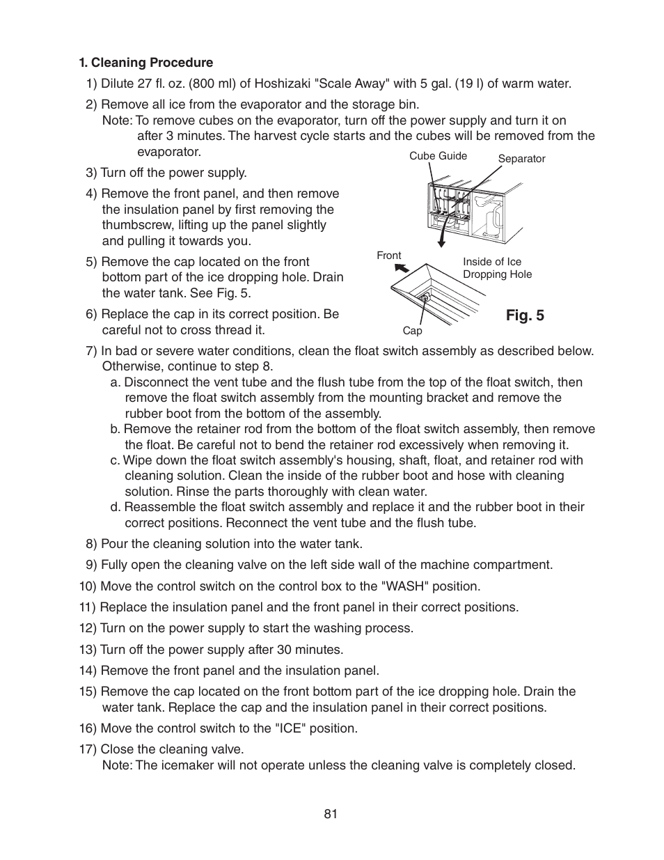 Cleaning procedure | Hoshizaki KM-1301SAH/3 User Manual | Page 81 / 84
