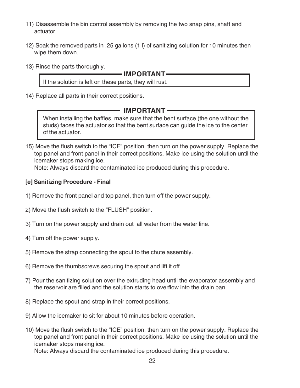 E] sanitizing procedure - final | Hoshizaki MODULAR FLAKER SERENITY SERIES SRC-10H User Manual | Page 22 / 25