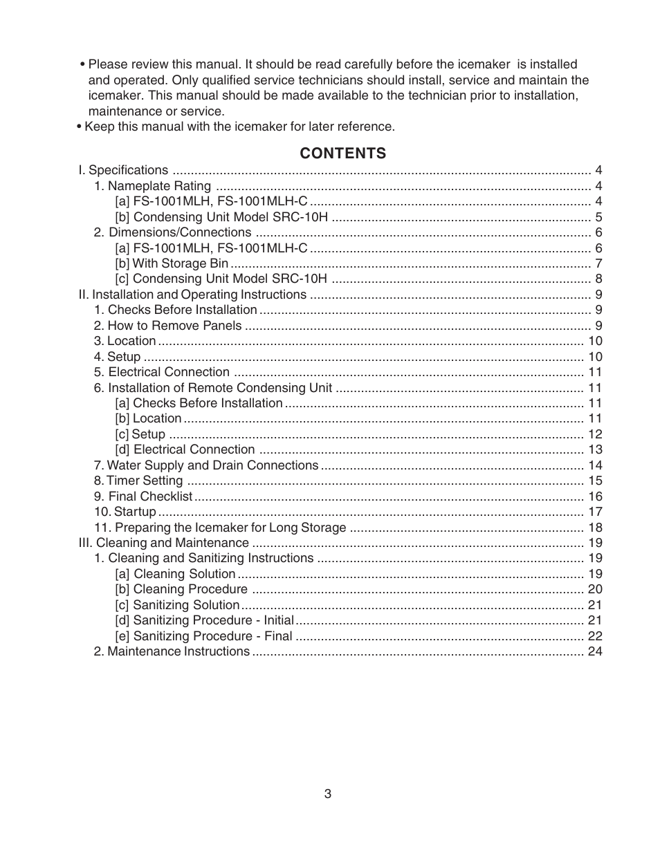 Hoshizaki MODULAR FLAKER SERENITY SERIES SRC-10H User Manual | Page 3 / 25