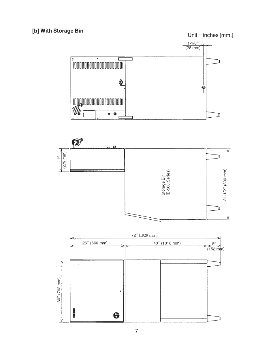 B] with storage bin | Hoshizaki MODULAR FLAKER SERENITY SERIES SRC-10H User Manual | Page 7 / 25