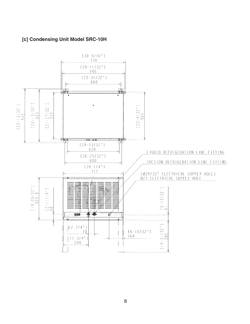 C] condensing unit model src-10h | Hoshizaki MODULAR FLAKER SERENITY SERIES SRC-10H User Manual | Page 8 / 25