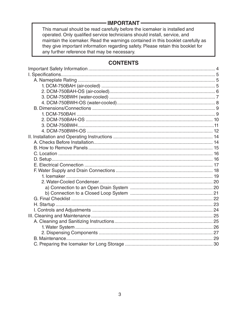 Hoshizaki DCM-750BWH(-OS) User Manual | Page 3 / 32