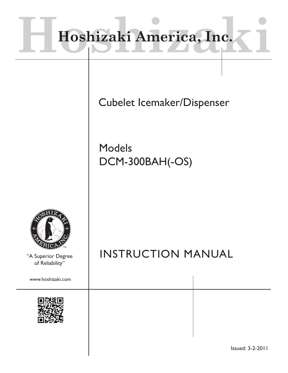 Hoshizaki DCM-300BAH(-OS) User Manual | 25 pages