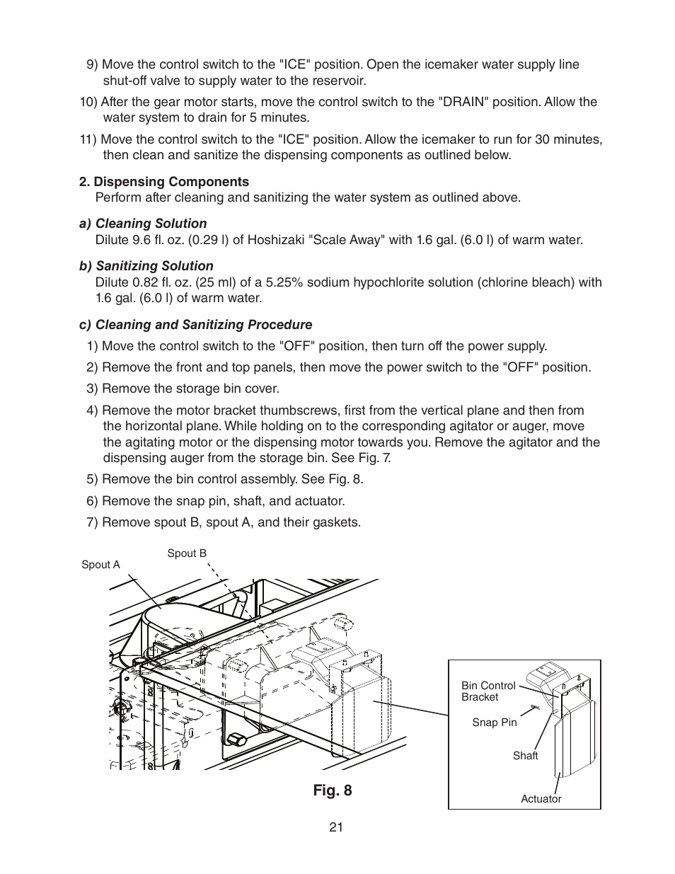Dispensing components, Fig. 8 | Hoshizaki DCM-300BAH(-OS) User Manual | Page 21 / 25