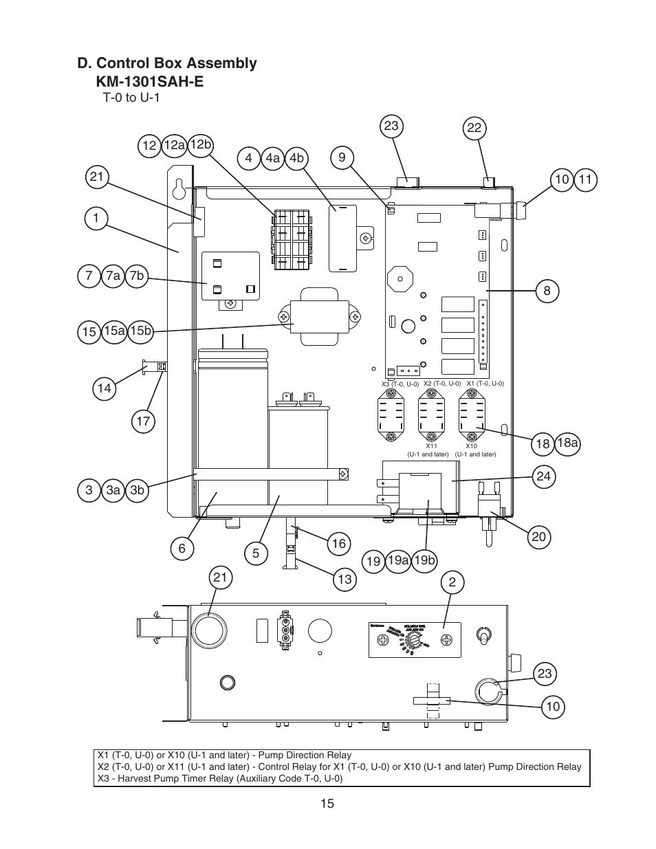 D. control box assembly, D. control box assembly km-1301sah-e | Hoshizaki KM-1301SAH-E User Manual | Page 15 / 22