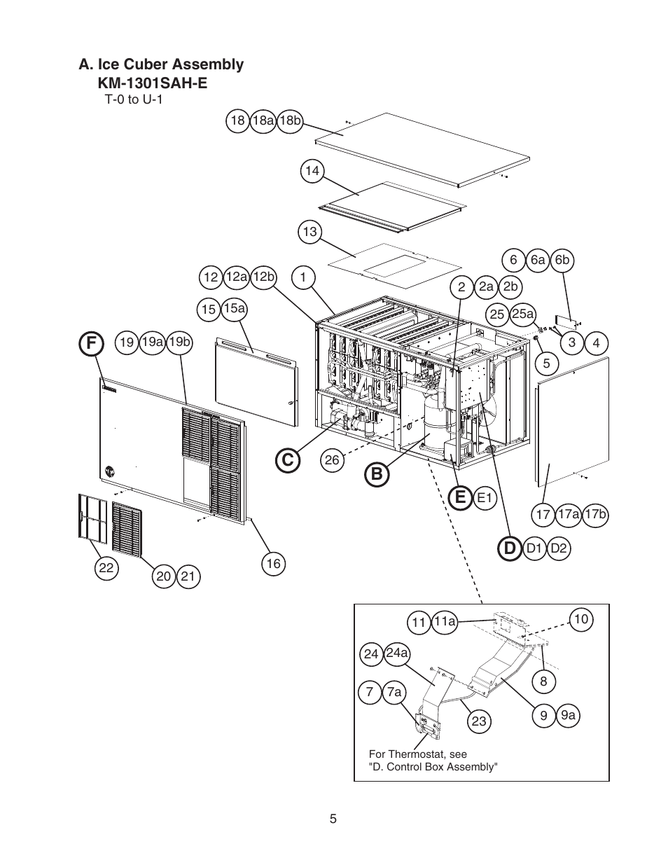 A. ice cuber assembly, Bc d | Hoshizaki KM-1301SAH-E User Manual | Page 5 / 22