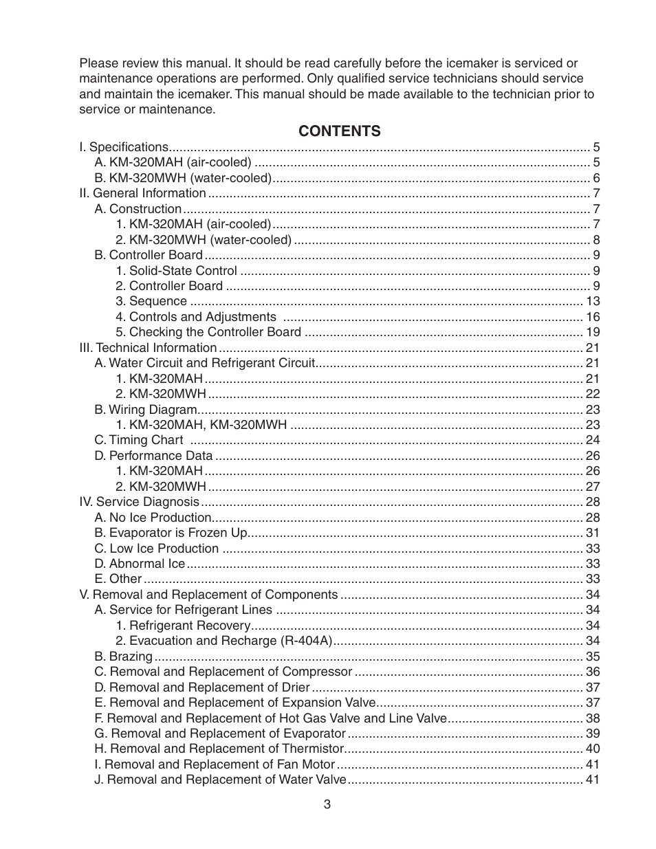 Hoshizaki KM-320MAH User Manual | Page 3 / 50