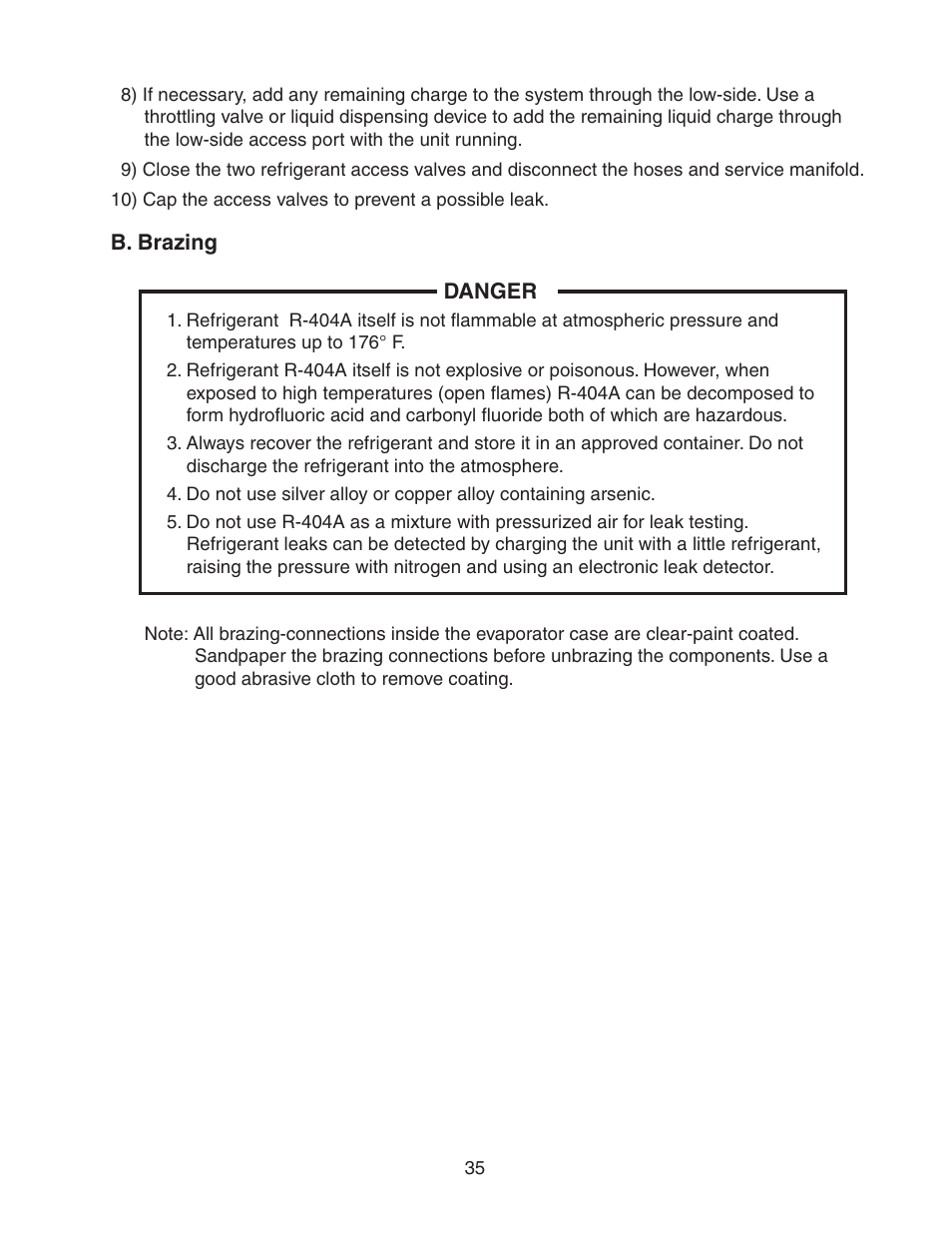 B. brazing | Hoshizaki KM-320MAH User Manual | Page 35 / 50