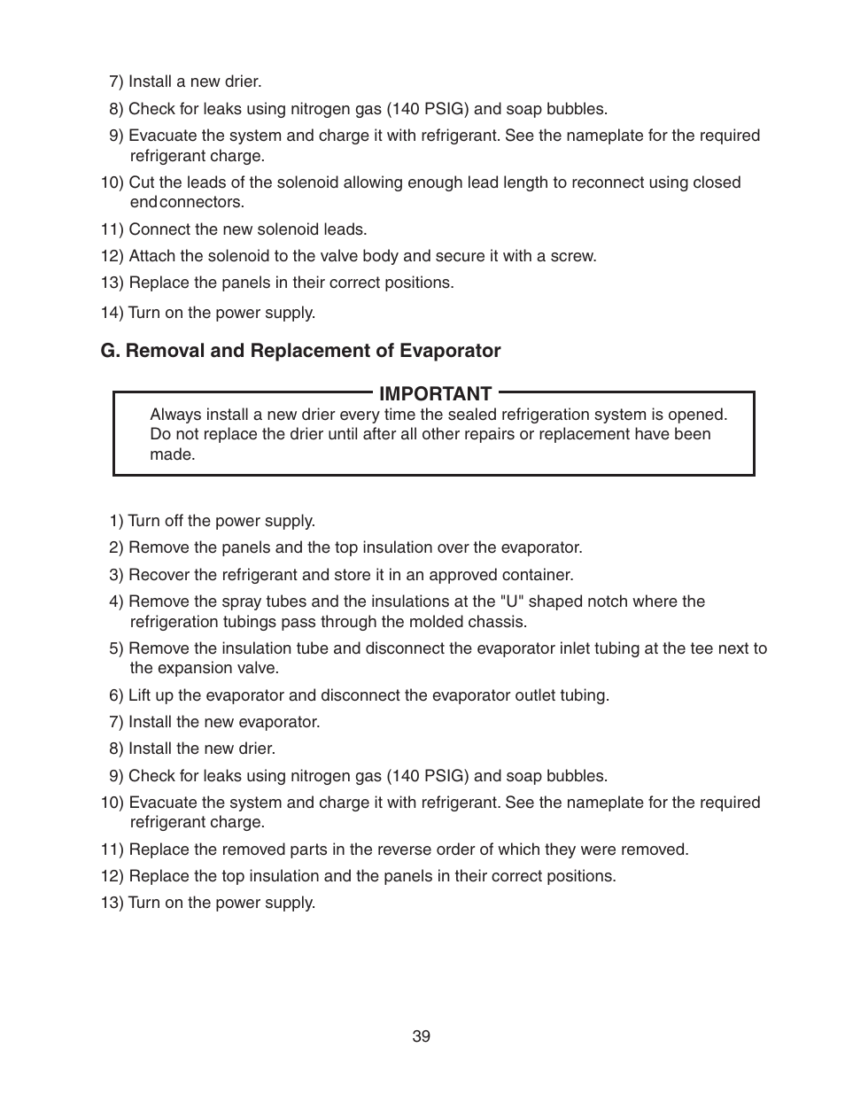 G. removal and replacement of evaporator | Hoshizaki KM-320MAH User Manual | Page 39 / 50