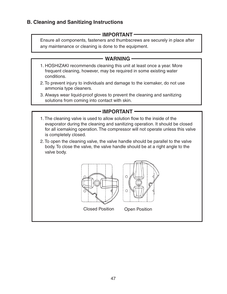 B. cleaning and sanitizing instructions | Hoshizaki KM-320MAH User Manual | Page 47 / 50