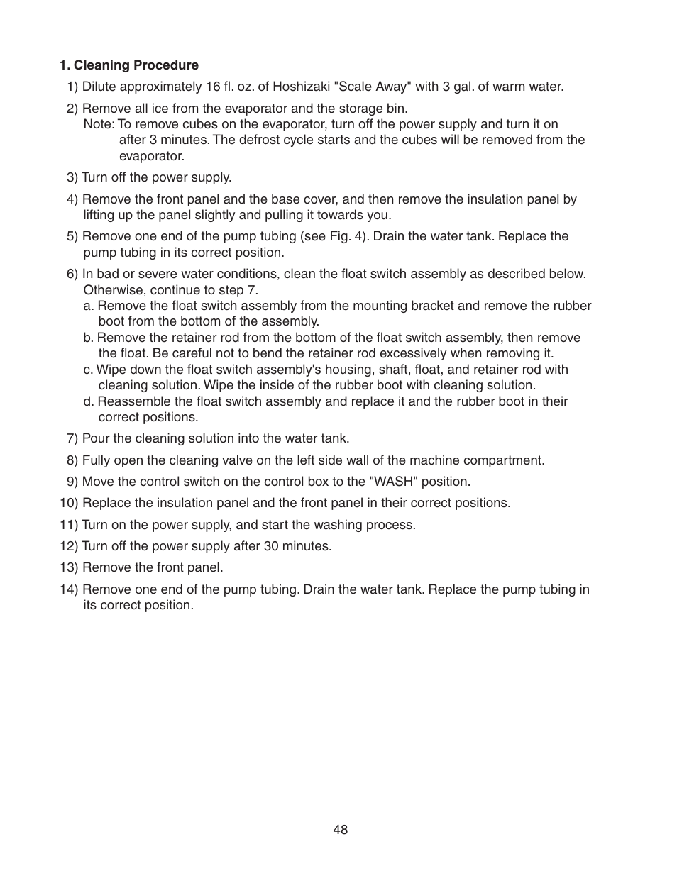 Cleaning procedure | Hoshizaki KM-320MAH User Manual | Page 48 / 50