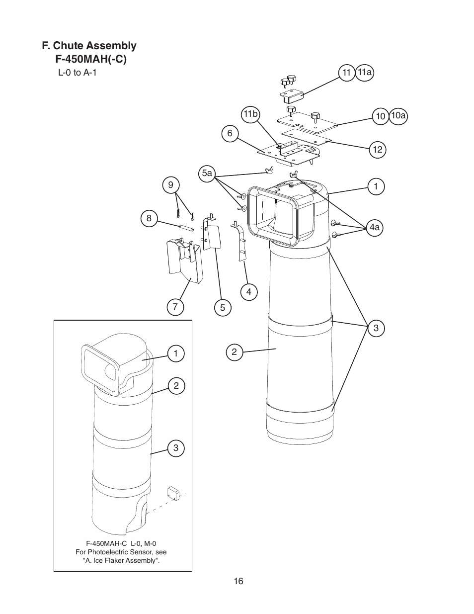 F. chute assembly | Hoshizaki F-450MAH(-C) User Manual | Page 16 / 20