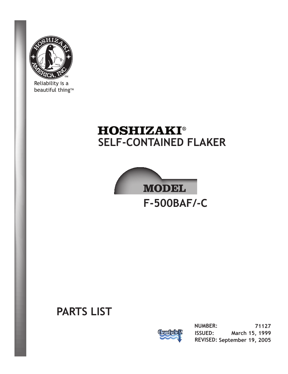 Hoshizaki F-500BAF/-C User Manual | 38 pages