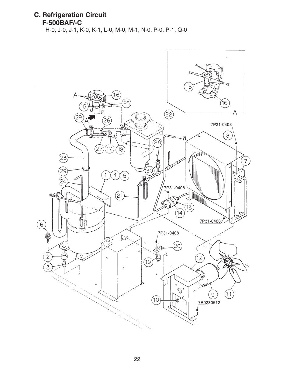 C. refrigeration circuit, F-500baf/-c | Hoshizaki F-500BAF/-C User Manual | Page 22 / 38